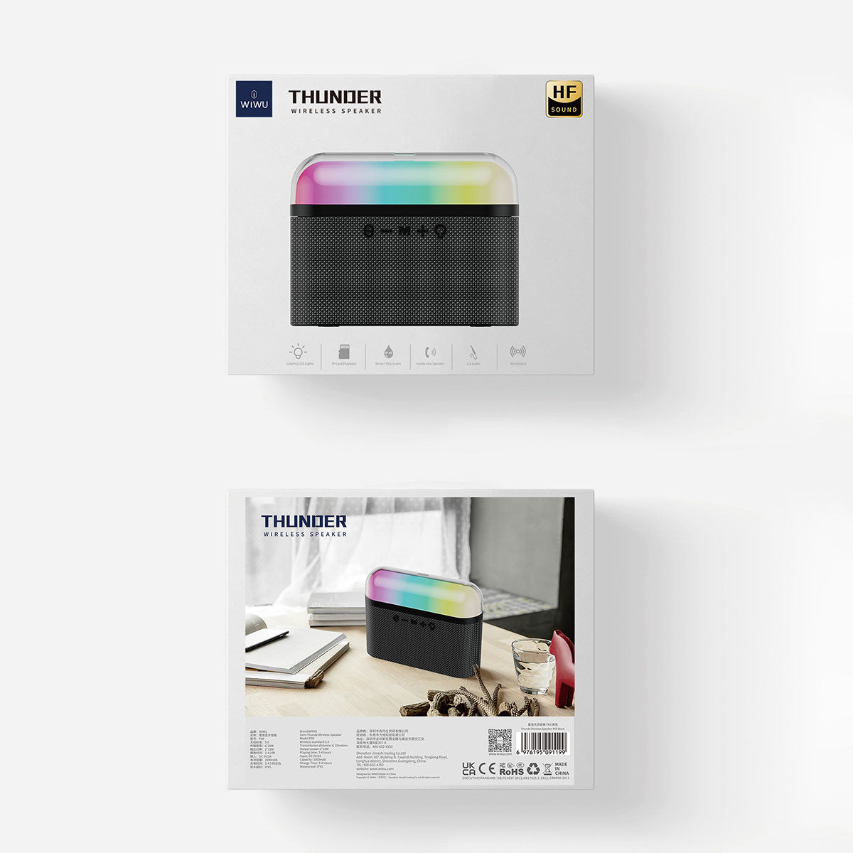 Wiwu P60 RGB Led Işıklı Thunder Wireless Bluetooth Speaker Hoparlör Lacivert