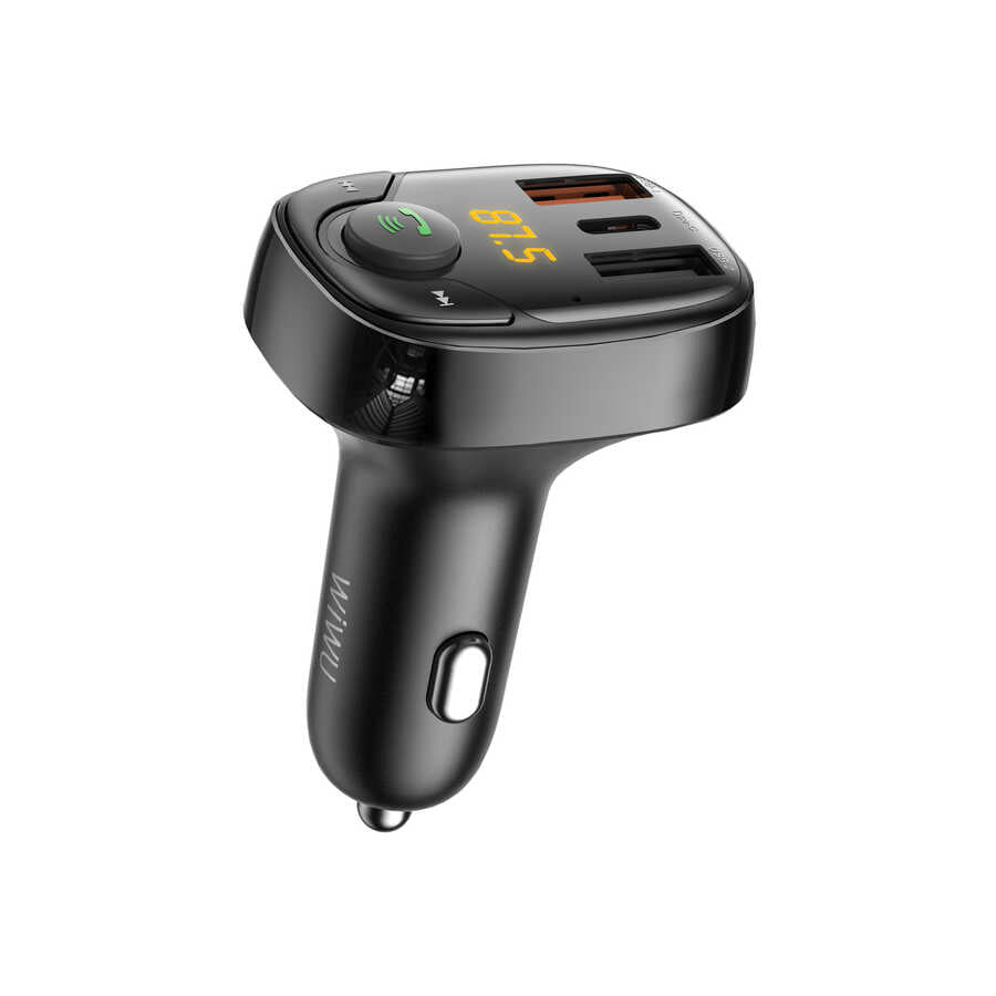 Wiwu PC600 36W Fast Charging Supported Digital Display Bluetooth FM Transmitter Black