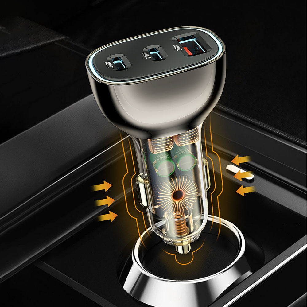 Wiwu PC700 Zhitou Series PD QC 3.0 Ultra Fast Charging Transparent Car Charger Head PD 30W Black 