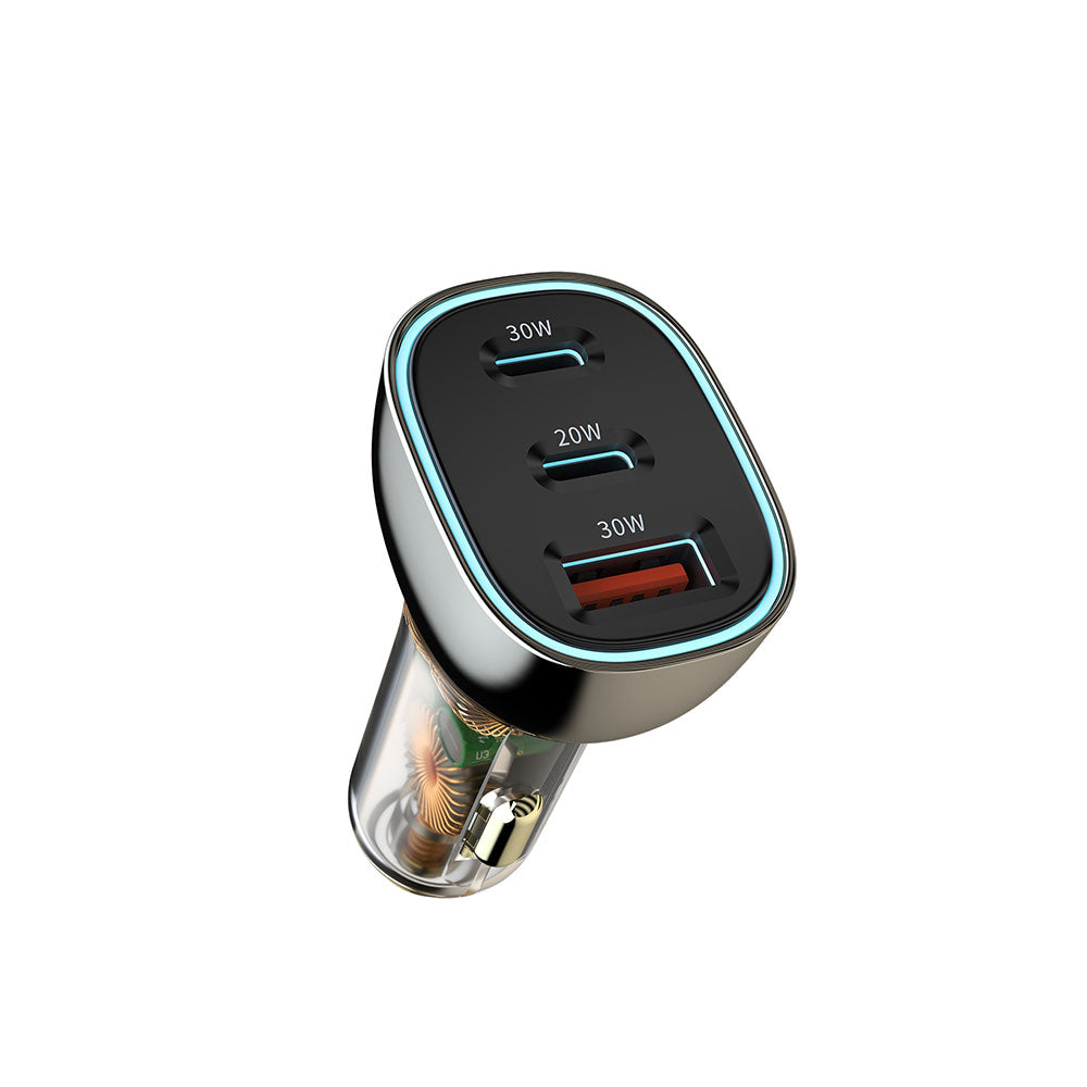 Wiwu PC700 Zhitou Series PD QC 3.0 Ultra Fast Charging Transparent Car Charger Head PD 30W Black 