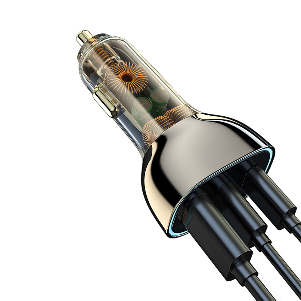Wiwu PC700 Zhitou Series PD QC 3.0 Ultra Fast Charging Transparent Car Charger Head PD 30W Black 