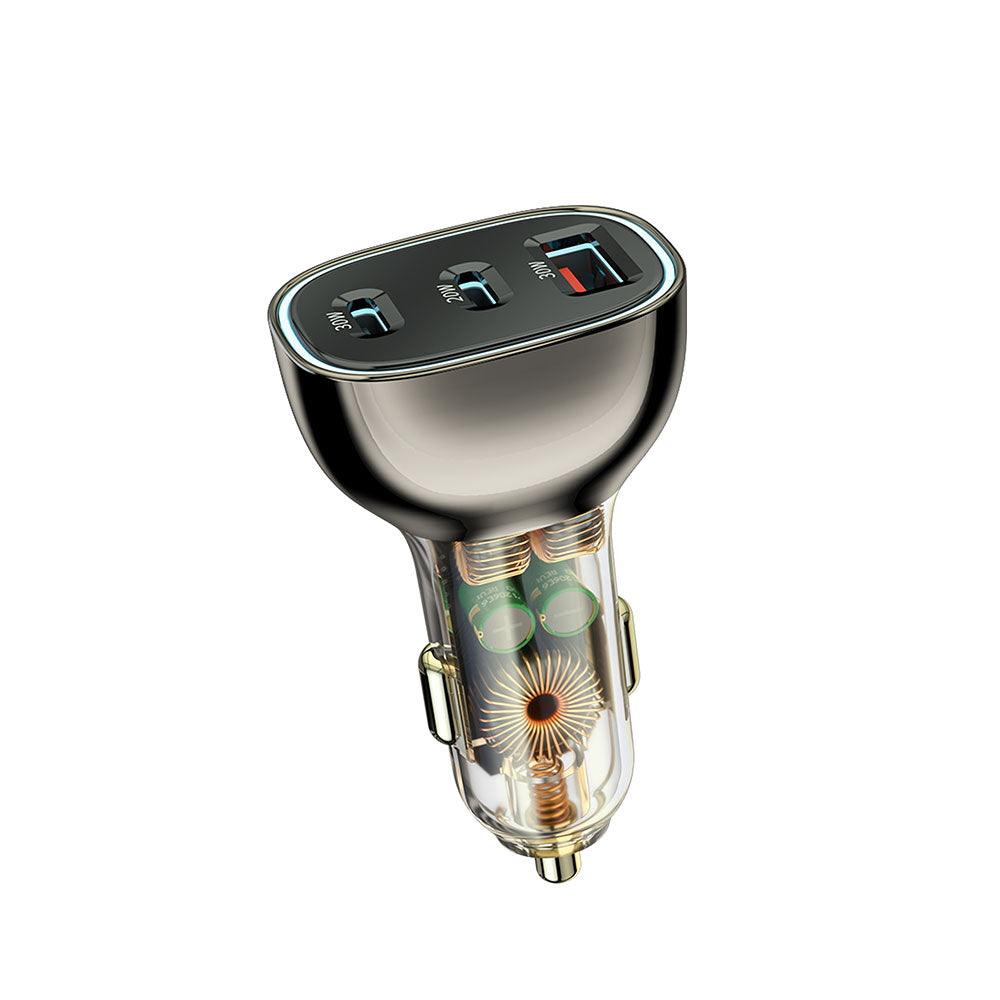 Wiwu PC700 Zhitou Series PD QC 3.0 Ultra Fast Charging Transparent Car Charger Head PD 30W Black 