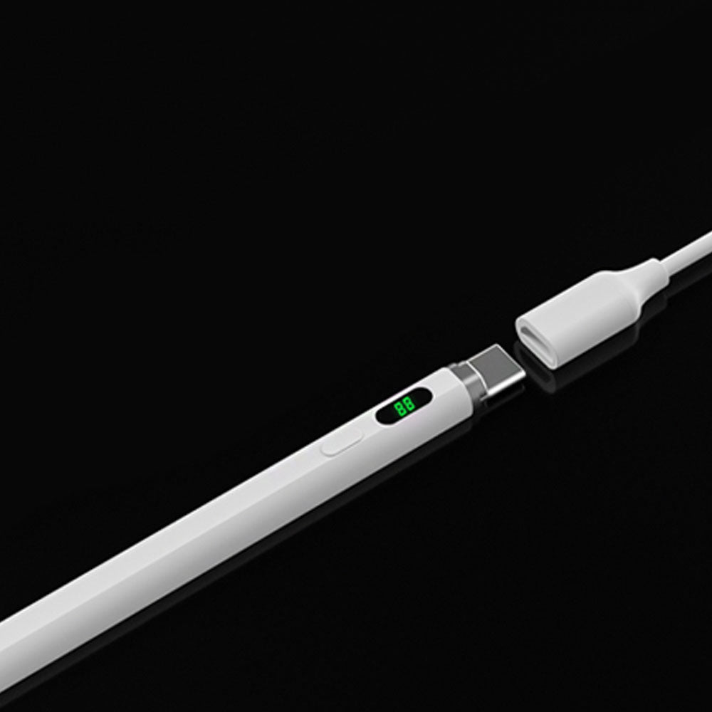 Wiwu Pencil C Pro Dijital Led Göstergeli Dokunmatik Kalem Palm-Rejection Eğim Özellikli Çizim Kalemi Beyaz