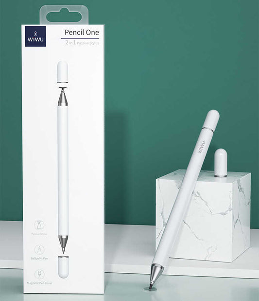 Wiwu Pencil Passive Stylus 2 in 1 Dokunmatik Çizim Kalemi Beyaz