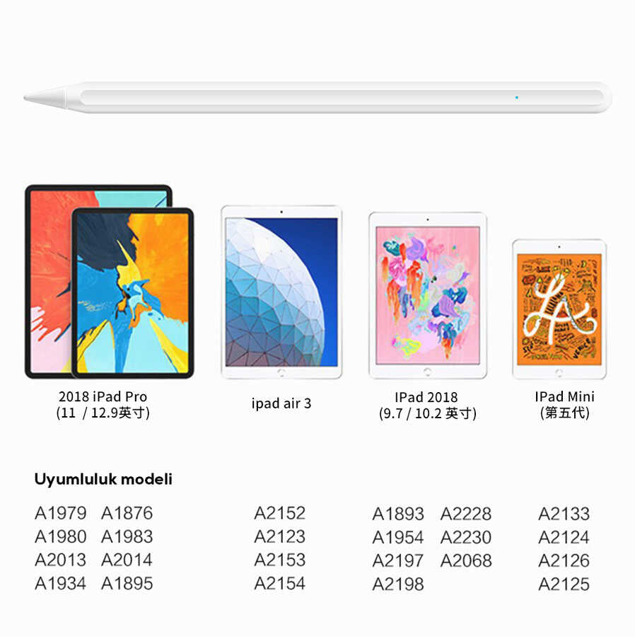 Wiwu Pencil Pro Stylus Dokunmatik Çizim Kalemi Beyaz