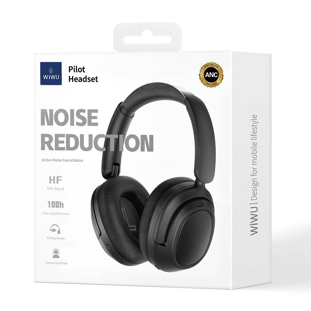 Wiwu Pilot TD-03 ANC Active Noise Cancelling Over-Ear Bluetooth Headphones Black 