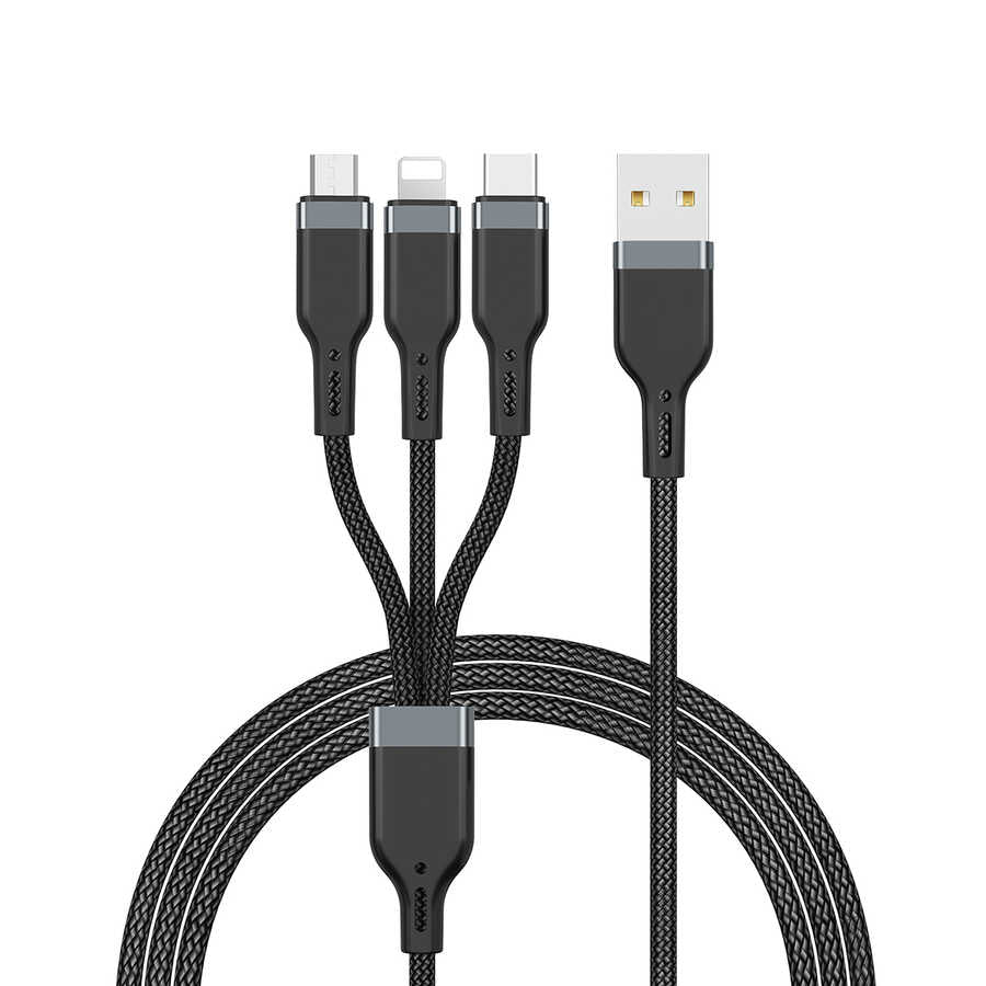 Wiwu Platinum Series PT05 3 in 1 Cable 1.2M Black 