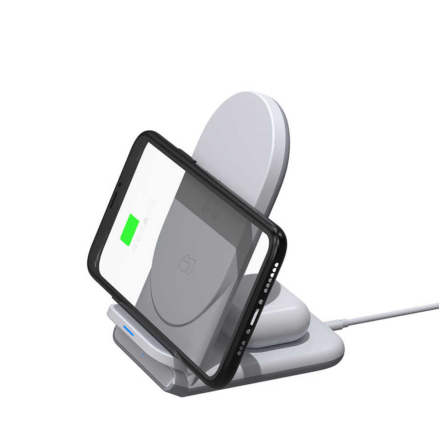 Wiwu Power Air 2 in 1 Wireless Charging Stand White 