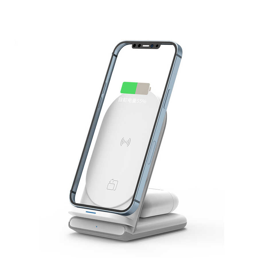 Wiwu Power Air 2 in 1 Wireless Charging Stand White 