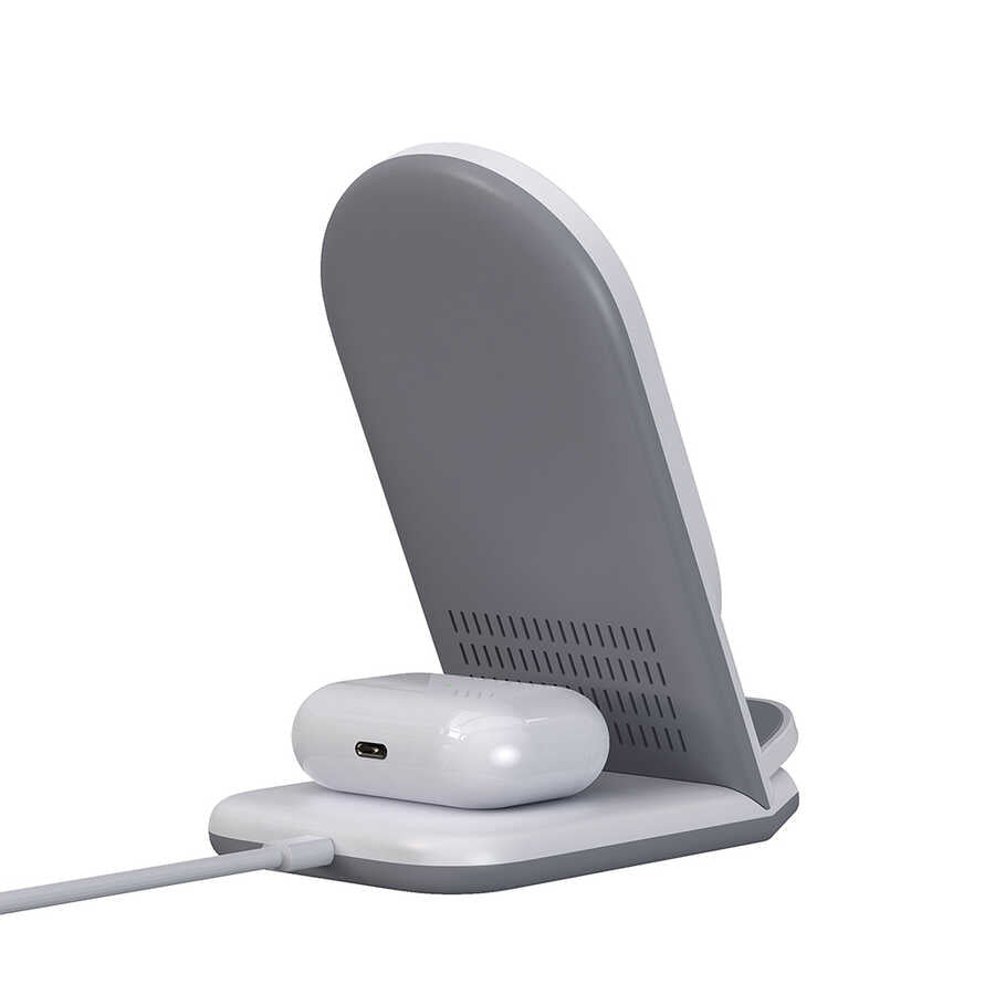 Wiwu Power Air 2 in 1 Wireless Charging Stand White 