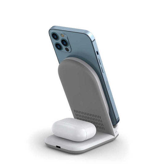 Wiwu Power Air 2 in 1 Wireless Charging Stand White 