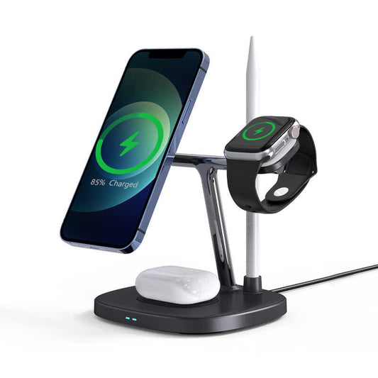 Wiwu Power Air M8 4 in 1 Mıknatıslı Kablosuz Şarj Standı Siyah