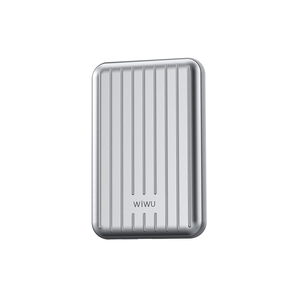 Wiwu PP02 Taşınabilir Wireless Şarj ve PD Hızlı Şarj Özellikli Powerbank 15W 5000mAh Gümüş