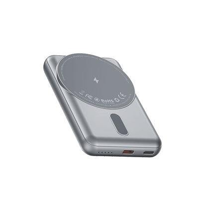 Wiwu PP02 Taşınabilir Wireless Şarj ve PD Hızlı Şarj Özellikli Powerbank 15W 5000mAh Gümüş