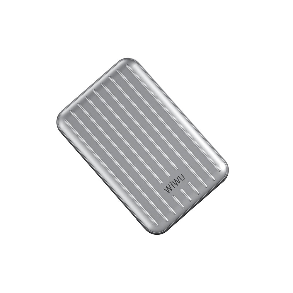 Wiwu PP02 Taşınabilir Wireless Şarj ve PD Hızlı Şarj Özellikli Powerbank 15W 5000mAh Gümüş