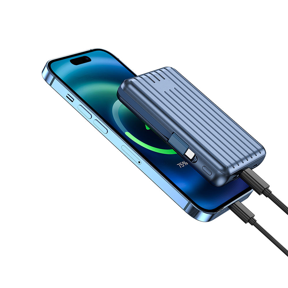 Wiwu PP03 Taşınabilir Wireless Şarj ve PD Hızlı Şarj Özellikli Powerbank 15W 10000mAh Gümüş