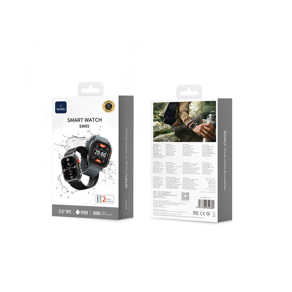 Wiwu SW05 Smart Watch IOS and Android Compatible TFT Screen IP68 Certified Smart Watch Silver 