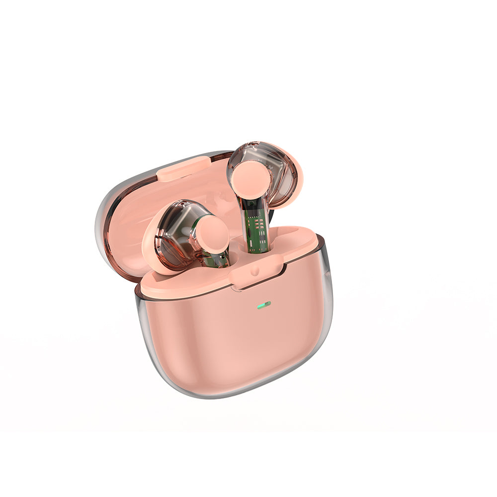 Wiwu T12 Transparent Design In-Ear Bluetooth Headphones Pink 