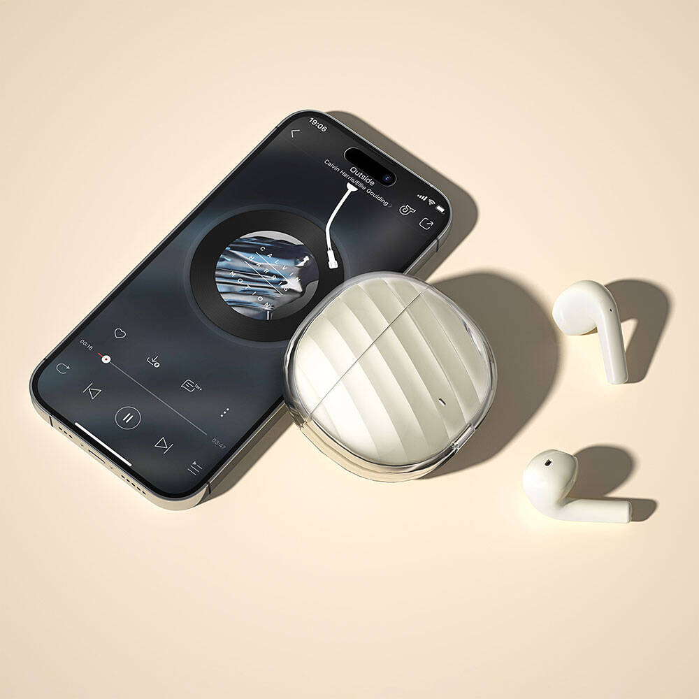 Wiwu T16 Dolby Atmos Aerodynamic Frosted Design In-Ear Bluetooth 5.3 Headphones Cream 