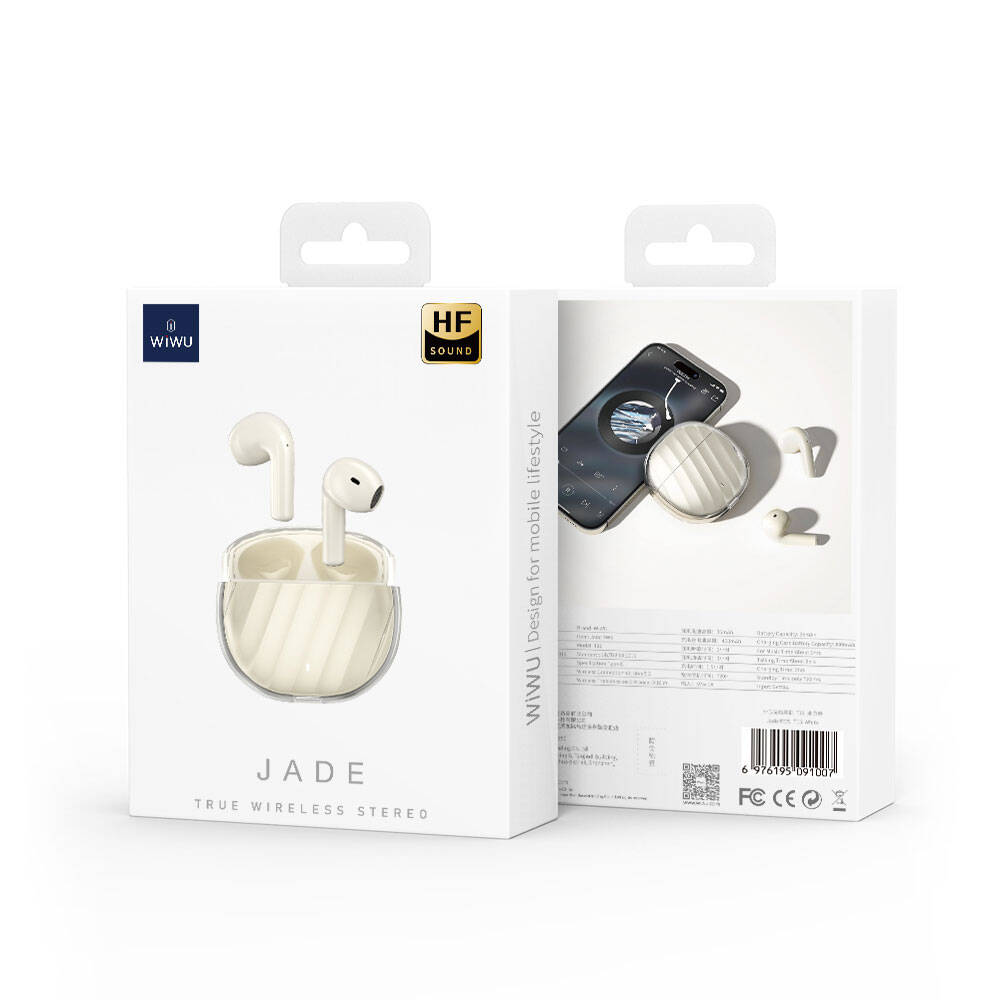 Wiwu T16 Dolby Atmos Aerodynamic Frosted Design In-Ear Bluetooth 5.3 Headphones Cream 