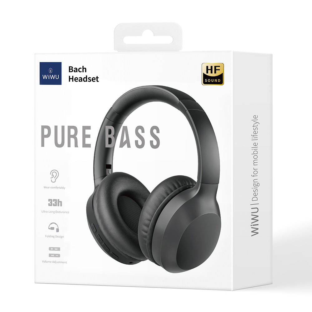Wiwu TD-01 Bach Series Foldable Over-Ear Bluetooth Headphones Black 