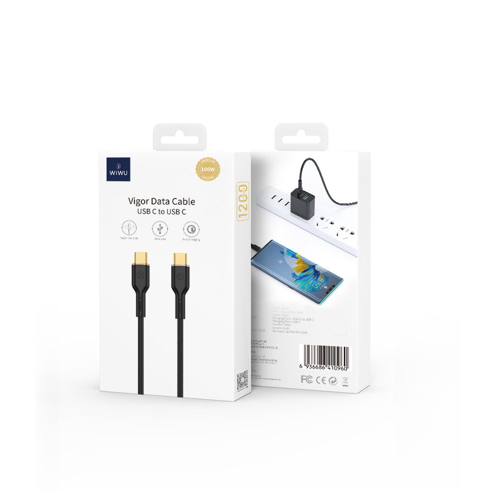 Wiwu Vigor YQ-02 Type-C to Type-C Flexible PD Data Cable 100W 480Mbps 1.2M White 