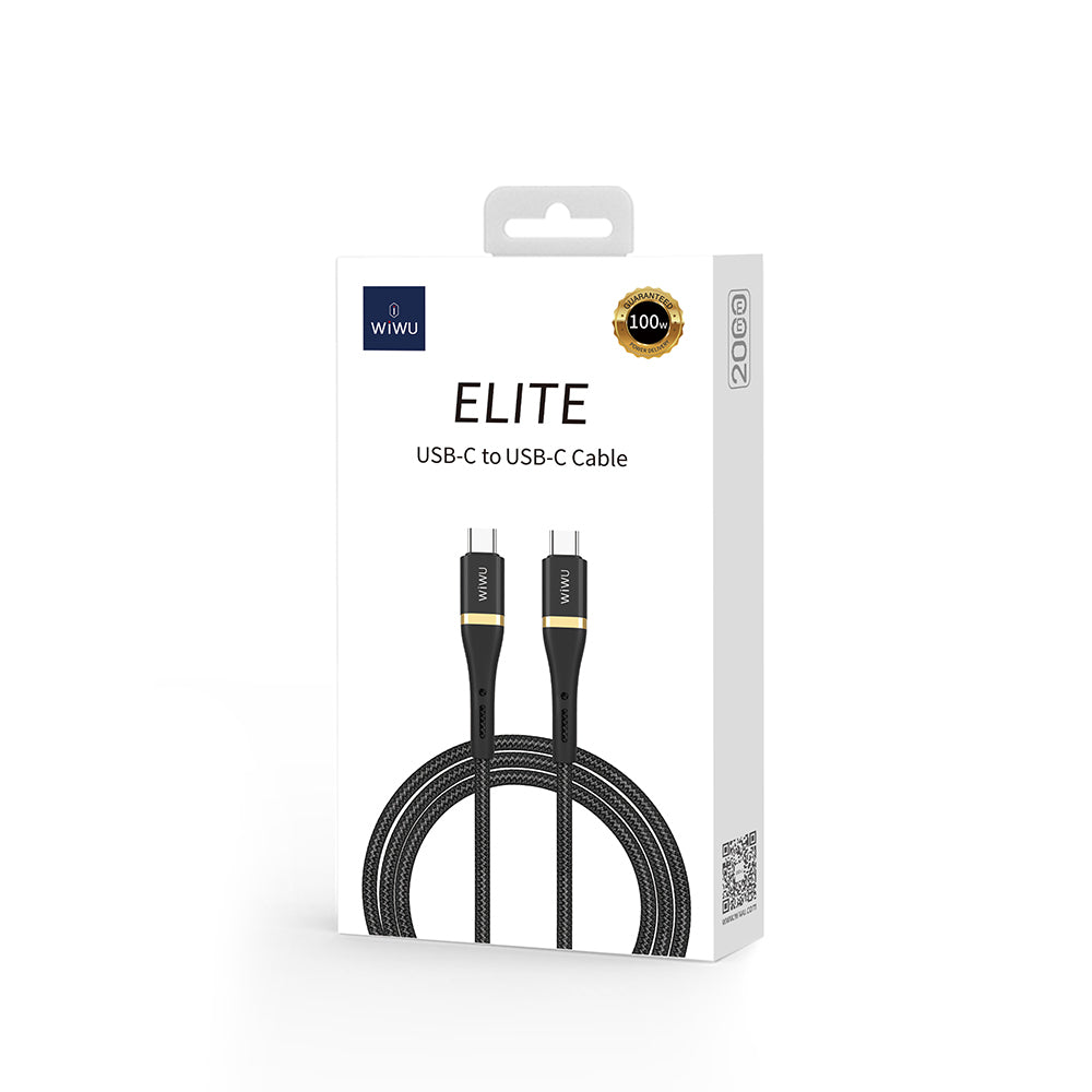 Wiwu Wi-C010 Elite Series Type-C to Type-C Fast Charging Data and Charging Cable 100W 2m Black 