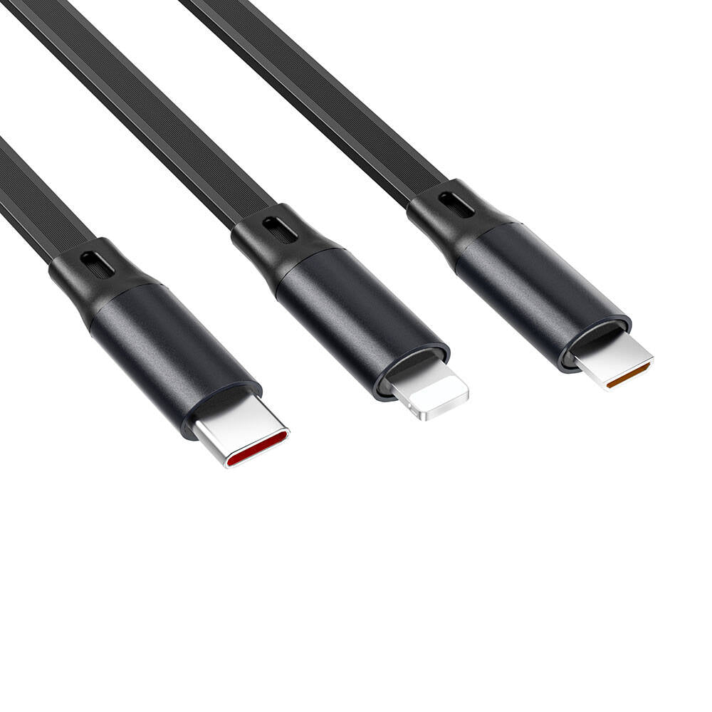 Wiwu Wi-C012 Desktop Organizer Type-C to C+L+M Fast Charging Cable 1.2M Black