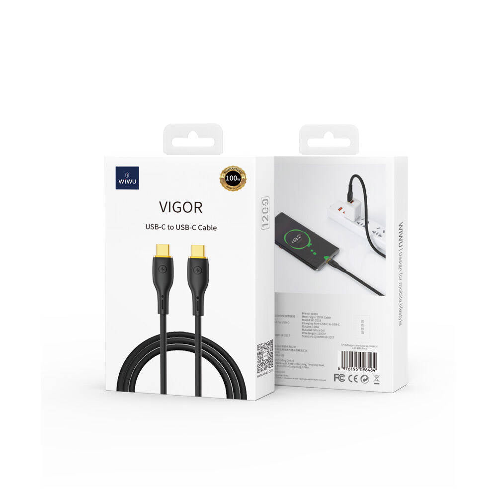 Wiwu Wi-C018 Vigor Series Type-C to Type-C PD Data Cable 100W 1.2 Meters Black 