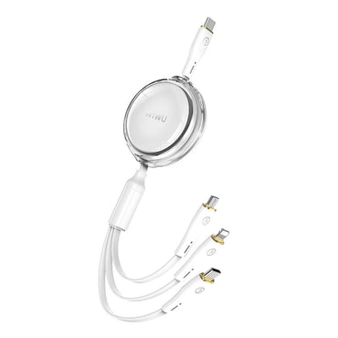 Wiwu Wi-C023 Vigor Series 3in1 Type-C Lightning Micro USB Reel Data and Charging Cable 100W 1.5M White 