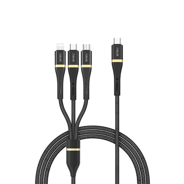 Wiwu Wi-C024 Elite Series 3in1 Type-C to Lightning – Type-C – Micro USB Ultra Fast Charging Cable 100W 1.2M Black 