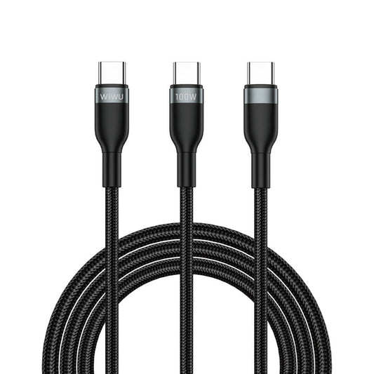 Wiwu Wi-C029 Concise Series 2in1 Type-C PD Data and Charging Cable 100W 1.2M Black 