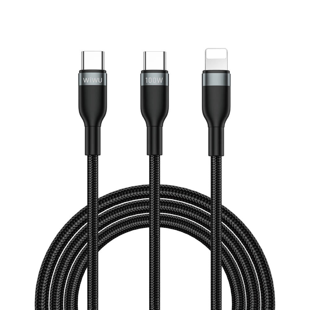 Wiwu Wi-C029 Concise Series 2in1 Type-C to Lightning PD Data and Charging Cable 100W 1.2M Black 