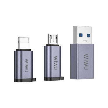 Wiwu Wi-C031 Concise Series 3in1 Type-C to USB-A/Micro USB/Lightning Adapter Pack Gray 