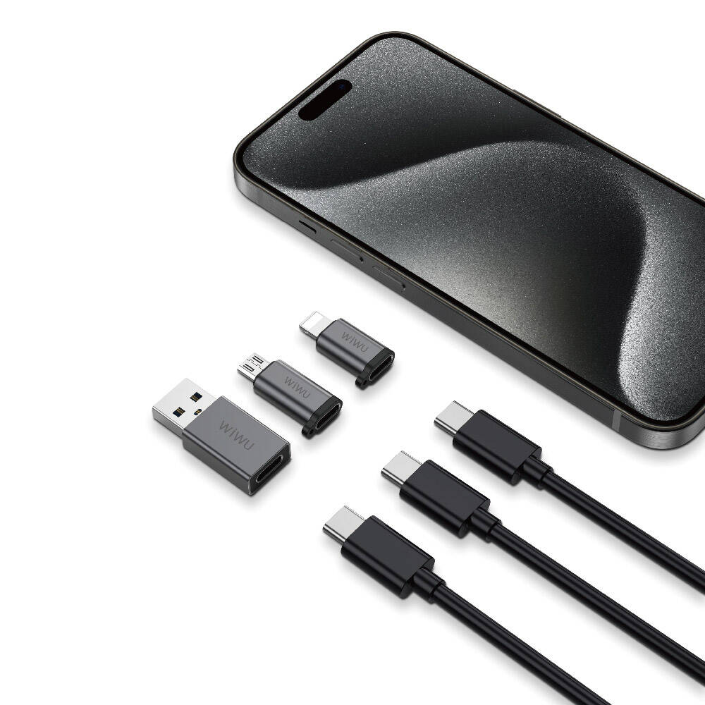 Wiwu Wi-C031 Concise Series 3in1 Type-C to USB-A/Micro USB/Lightning Adapter Pack Gray 