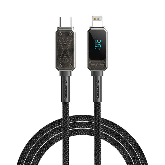 Wiwu Wi-C038 Titan Series Lightning to Type-C PD 30W LED Digital Display Charging and Data Cable 1.2M Black 