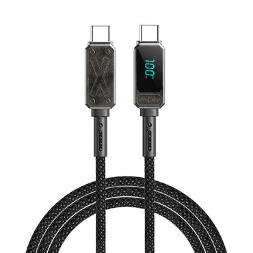 Wiwu Wi-C038 Titan Series Type-C to Type-C PD 100W LED Digital Display Charging and Data Cable 1.2M Cream 