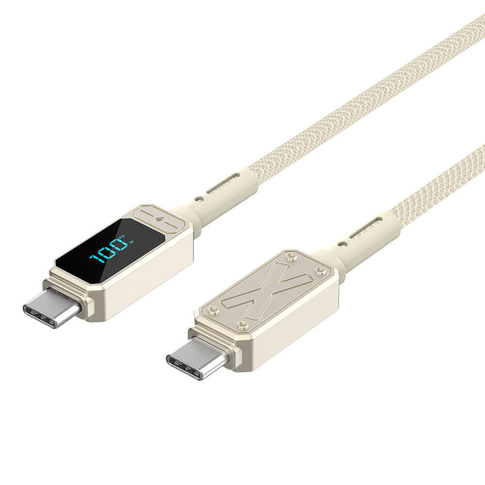 Wiwu Wi-C038 Titan Series Type-C to Type-C PD 100W LED Digital Display Charging and Data Cable 1.2M Cream 
