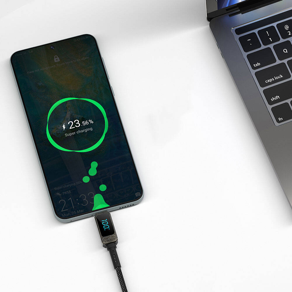 Wiwu Wi-C038 Titan Series Type-C to Type-C PD 100W LED Digital Display Charging and Data Cable 1.2M Cream 