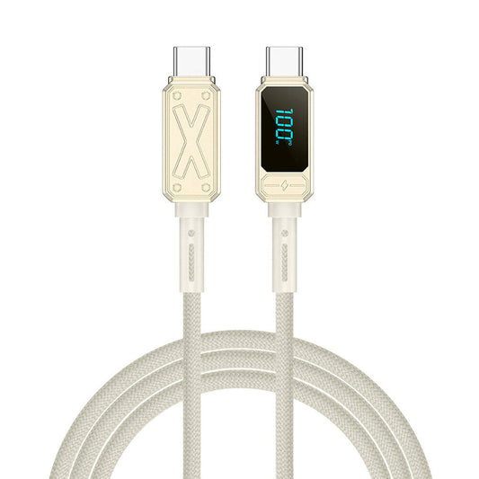 Wiwu Wi-C038 Titan Series Type-C to Type-C PD 100W LED Digital Display Charging and Data Cable 1.2M Cream 