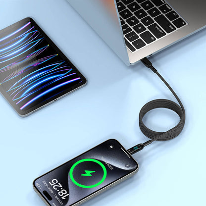 Wiwu Wi-C041 MagQ Çinko Alaşımlı Type-C to Lightning Hızlı Şarj Özellikli Data ve Şarj Kablosu 30W Siyah