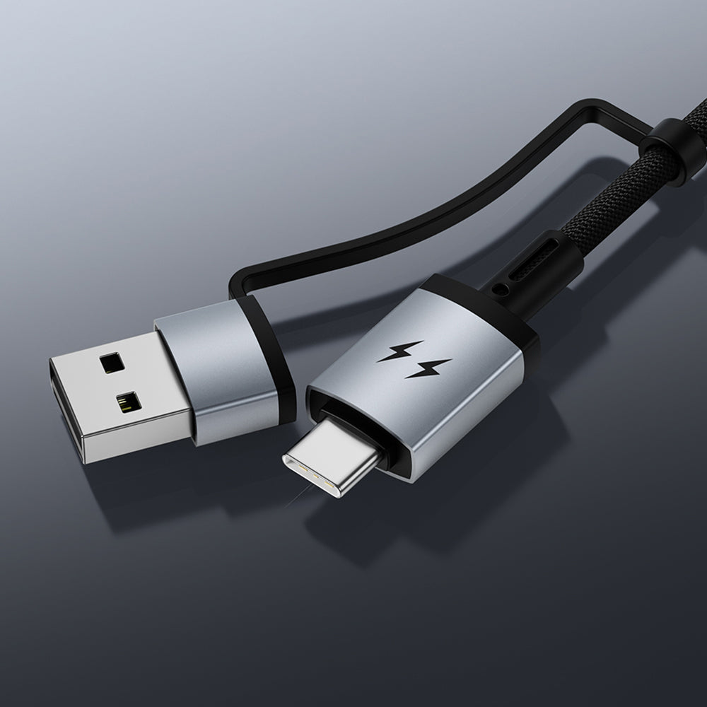 Wiwu Wi-C050 Legend Series 3in1 USB-A + Type-C to Lightning – Type-C – Smart Watch Charging Cable 100W 1.2M Black 
