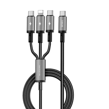 Wiwu Wi-C060 Titanlink Series 3in1 Type-C to Lightning – 2xType-C Braided Charging and Data PD Cable 60W 1.2m Gray