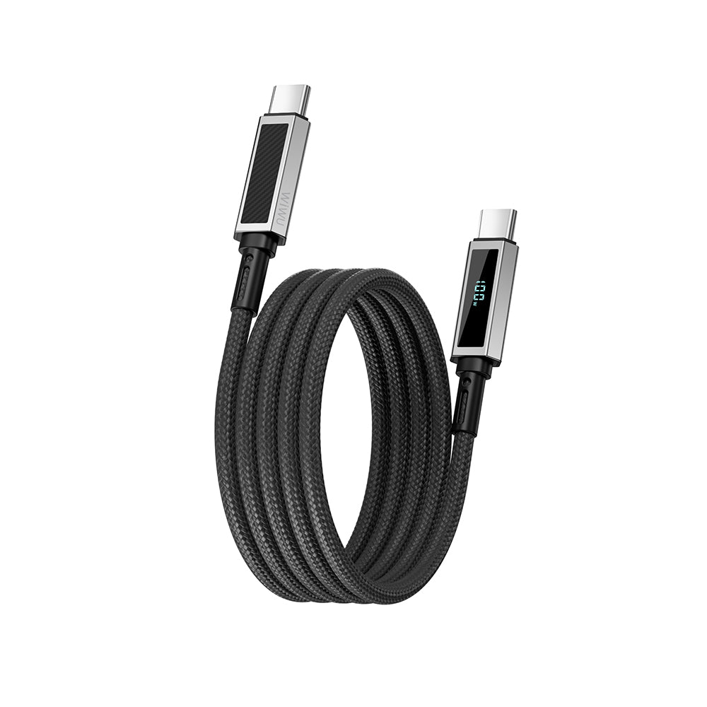 Wiwu Wi-C079 Warriors Series Aramid Fiber Digital LED Display Type-C to Type-C PD Data and Charging Cable 100W 1.2M Black 