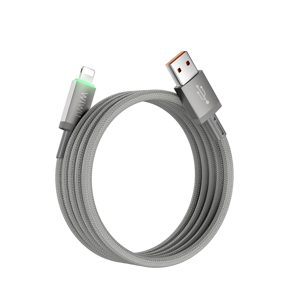 Wiwu Wi-C081 Maglink Serisi Işıklı Magnetik USB-A to Lightning Işıklı Hızlı Şarj Özellikli Data ve Şarj Kablosu 1M