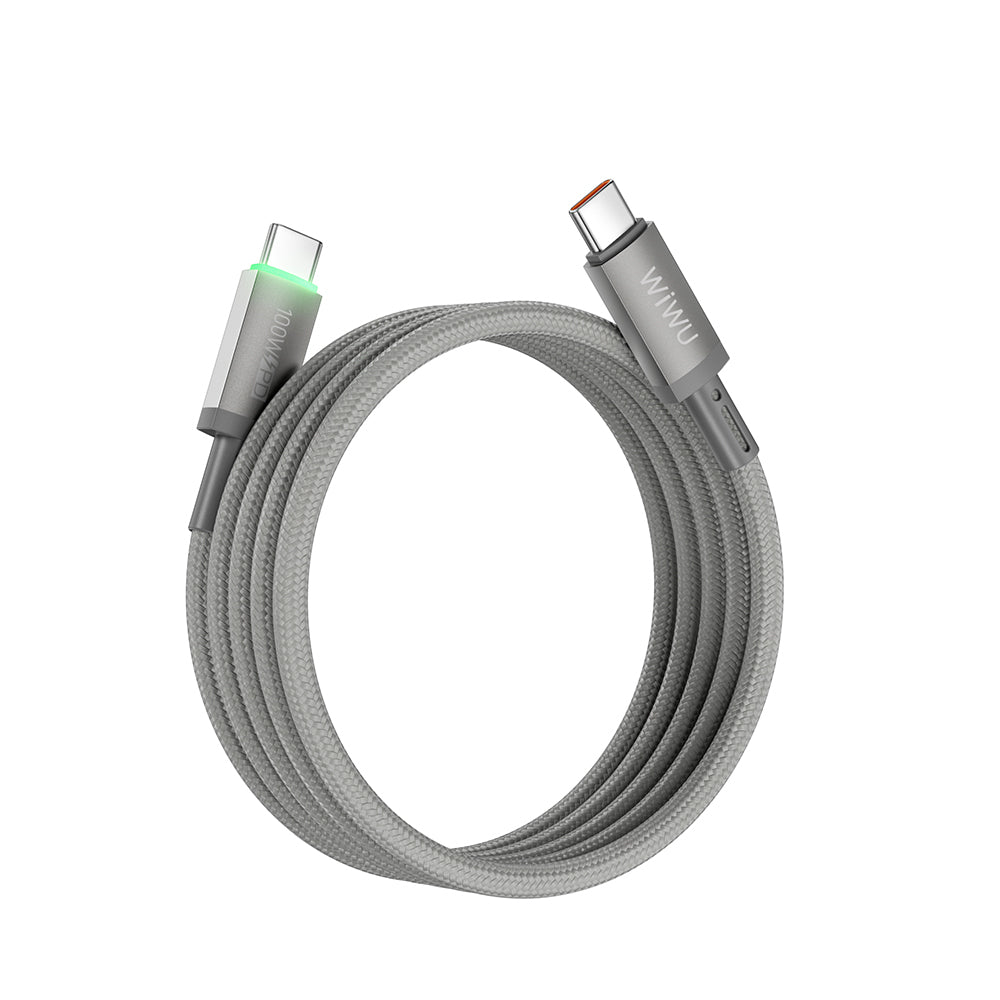 Wiwu Wi-C084 Maglink Serisi LED Göstergeli Type-C to Type-C Hızlı Şarj Özellikli Data ve Şarj Kablosu 100W 1M