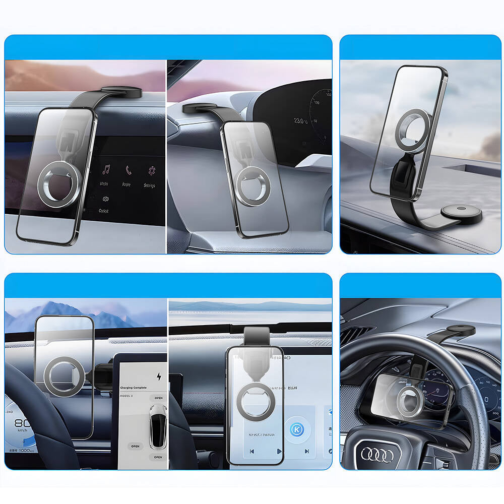 Wiwu Wi-CH053 Mago Series Magnetic M-safe Compatible Flexible Curved and Flat Surface Car Phone Holder Black 