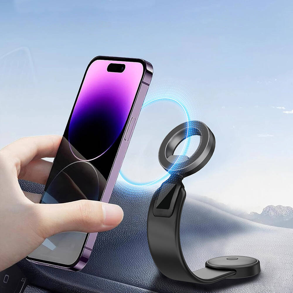 Wiwu Wi-CH053 Mago Series Magnetic M-safe Compatible Flexible Curved and Flat Surface Car Phone Holder Black 