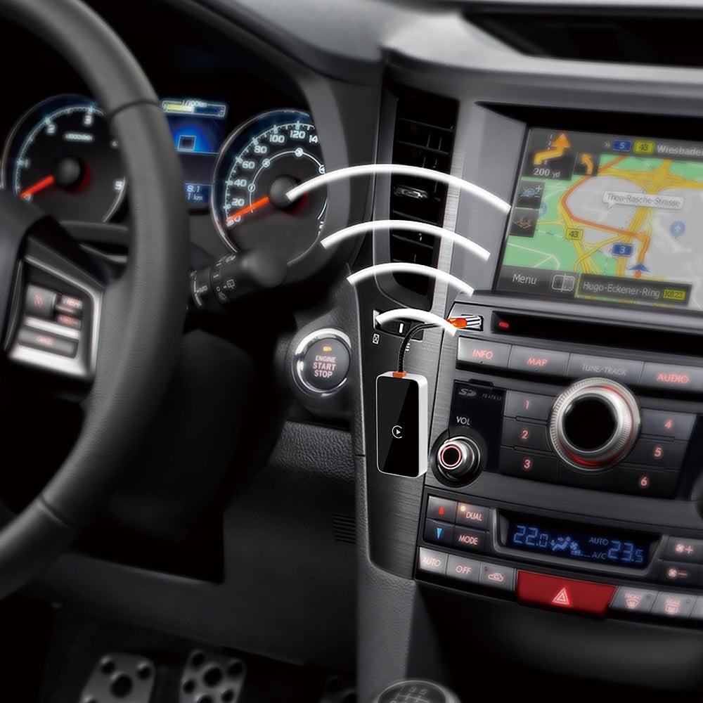 Wiwu Wi-CP002 CarPlay Digital LED Display Wireless Audio Receiver USB Input Bluetooth Adapter Silver 