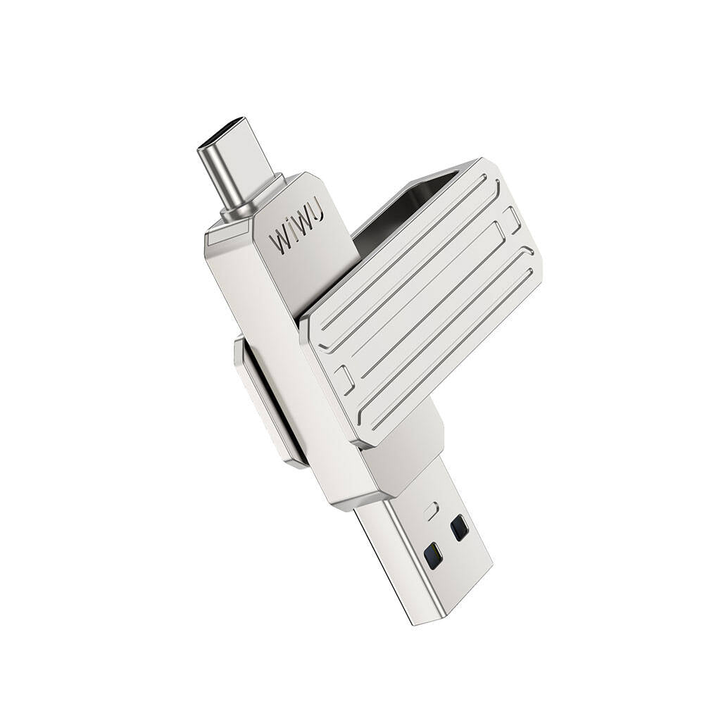 Wiwu Wi-FD001 3in1 USB3.2 Sürücü Disk USB-A + Lightning + Type-C OTG 256 GB Gümüş